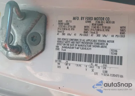 2015 Ford Transit Connect Xlt from USA, damaged, VIN NM0AE8F74F1205331